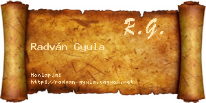 Radván Gyula névjegykártya
